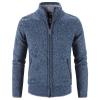 Maiyifu-GJ Men Full Zip Up Cardigan Sweaters Slim Fit Flannel Lining Knitted Cardigans Zipper Thick Casual Knit Sweater Coat (Blue,Large) view 1