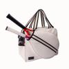 Remobia Hicol White PU Leather Women Large Sports Handbag Tennis Racket Shoulder Bag Tennis Tote Bag for 2 Rackets, with Water Bottle Holder view 2