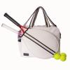 Remobia Hicol White PU Leather Women Large Sports Handbag Tennis Racket Shoulder Bag Tennis Tote Bag for 2 Rackets, with Water Bottle Holder view 4