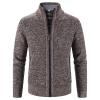 Men's Full Zip Up Cardigan Sweaters Regular Fit Flannel Lining Knitted Cardigans Zipper Thick Knit Sweater Coat (Brown,3X-Large) view 1