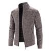 Men's Full Zip Up Cardigan Sweaters Regular Fit Flannel Lining Knitted Cardigans Zipper Thick Knit Sweater Coat (Brown,3X-Large) view 3