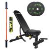 IFAST Mens Butt and Legs Training Sets Women Glute Bridges Workout Set with Barbells Olympic Plates Bench Barbell Pad, Barbell Squats Hip Thrusts Set (4FT Orange bar+25lbs Plates+Weight Bench) view 1