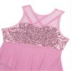 RUNQHUI Kids Girls Sequined Ballet Lyrical Modern Dance Dress Gymnastics Leotard Ballerina Dancewear Pink A 6 Years view 4
