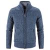 Men Full Zip Up Cardigan Sweaters Slim Fit Flannel Lining Knitted Cardigans Zipper Thick Casual Knit Sweater Coat (Blue,Medium)