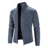 Maiyifu-GJ Men's Full Zip Up Cardigan Sweaters Regular Fit Flannel Lining Knitted Cardigans Zipper Thick Knit Sweater Coat (Blue,Medium) view 3
