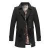 Maiyifu-GJ Mens Casual Double Breasted Trench Coat Casual Lapel Slim Windbreaker Jacket Warm Stylish Long Overcoat with Belt (Black,3X-Large) view 1