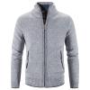 Maiyifu-GJ Men Full Zip Up Cardigan Sweaters Slim Fit Flannel Lining Knitted Cardigans Zipper Thick Casual Knit Sweater Coat (Light Grey,Large)