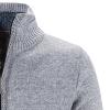 Maiyifu-GJ Men Full Zip Up Cardigan Sweaters Slim Fit Flannel Lining Knitted Cardigans Zipper Thick Casual Knit Sweater Coat (Light Grey,Large) view 4