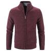 Maiyifu-GJ Men Full Zip Up Cardigan Sweaters Slim Fit Flannel Lining Knitted Cardigans Zipper Thick Casual Knit Sweater Coat (Red,3X-Large)