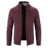 Maiyifu-GJ Men Full Zip Up Cardigan Sweaters Slim Fit Flannel Lining Knitted Cardigans Zipper Thick Casual Knit Sweater Coat (Red,3X-Large) view 2