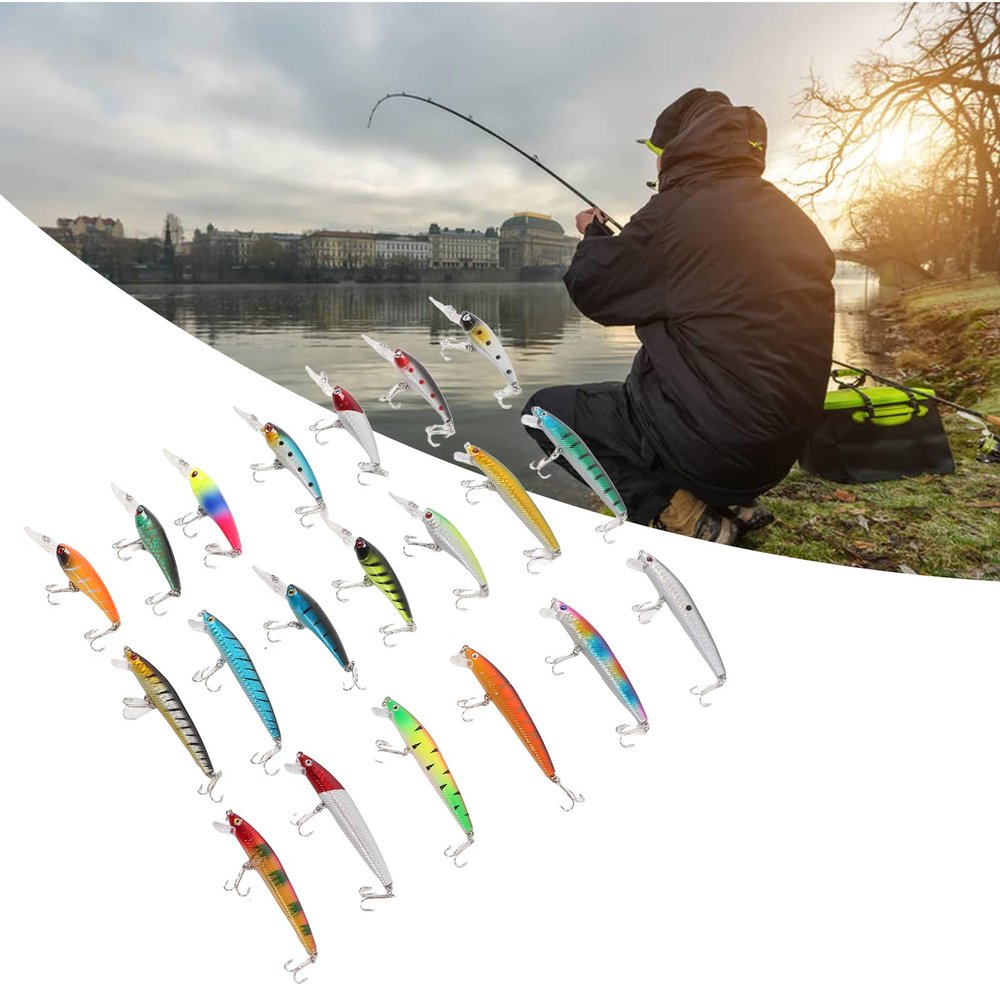 Artificial Fishing Baits,20pcs Fishing Lure Set,Reusable Fishing Tackle Accessories for Outdoor Saltwater Freshwater Trout Bass Salmon Fishing, 20pcs Fishing Lure Set,Artificial Fishing Baits,ReF