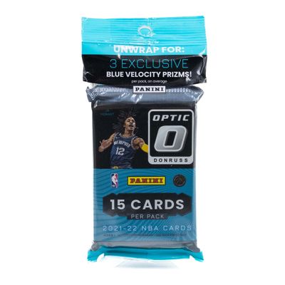 Panini 2021/22 Donruss Optic Basketball NBA Cello Pack with Blue Velocity Parallels - 15 Trading Cards Total
