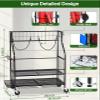 FHXZH Golf Bag Storage Garage Organizer - Golf Bag Stand Fit for 2 Bag, Extra Clubs, Balls, Shoes, and Golf Equipment Accessories, Golf Storage Rack for Garage, Club, Shed (2 Golf Bag Rack) view 3