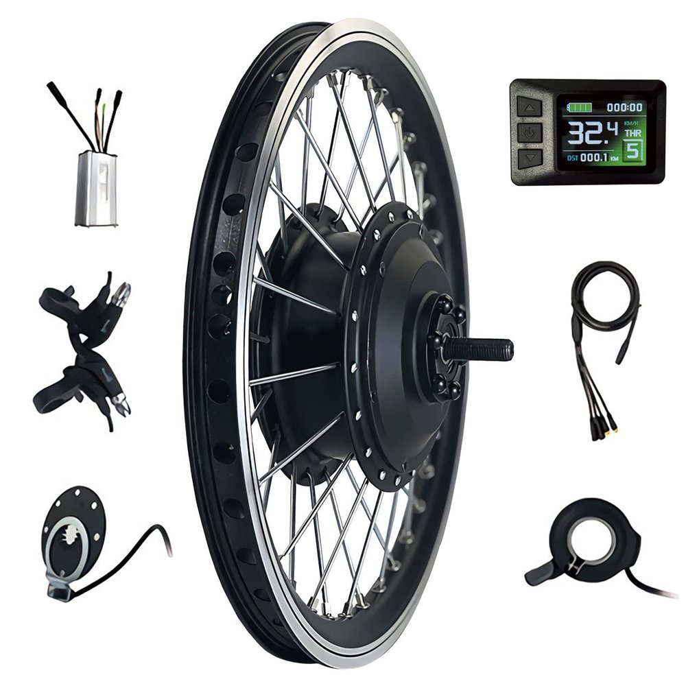 FONOBO Electric Bicycle Motor Kit 36V/48V - 250W/350W/500W, Waterproof Front Wheel E-Bike Conversion Kit with LCD Display(32km/h),36V/350W-27.5"