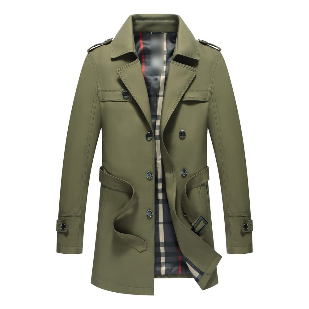 Maiyifu-GJ Men's Casual Double Breasted Trench Coat Casual Slim Windbreaker Jacket Winter Stylish Long Overcoat with Belt (Armygreen,6X-Large)