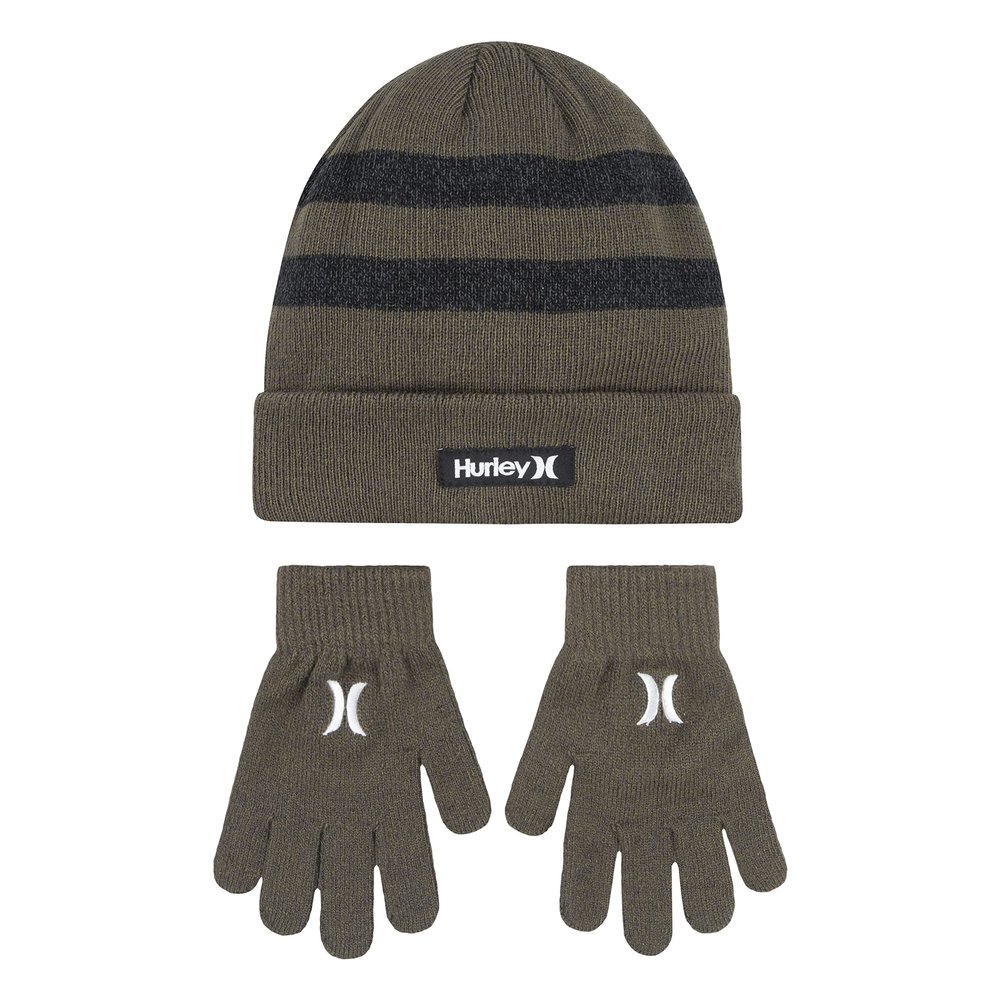 Hurley Boys One And Only Beanie Glove Winter Accessory Set, Olive, 8-20 US