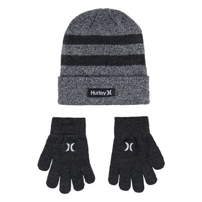Hurley Boys One And Only Beanie Glove Winter Accessory Set, Grey, 8-20 US