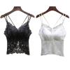 Summer The V Neck Sexy Lace with Chest pad All in one Camisole Ladies Worn Outside and Inside Breathable Stretch Underwear (Color : Black+White, Size : Medium) view 1