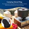 Portable Camping Utensil Organizer Bag, Black Polyester Multi-Compartment Storage Pouch with Adjustable Strap for BBQ, Hiking, Beach, Picnic view 4