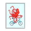 Stupell Industries Red Octopus Tentacles Riding Blue Bike Bicycle, Design by Amelie Legault view 1