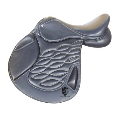 WILD RACE Leather Jumping/Close Contact, Double Flap Changeable Gullets Saddle (18 Inch)