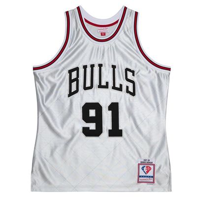 Mitchell & Ness Mens Chicago Bulls 75Th Platinum Scoop Neck Sleeveless Replica Jersey Basketball Casual - Silver - Size S