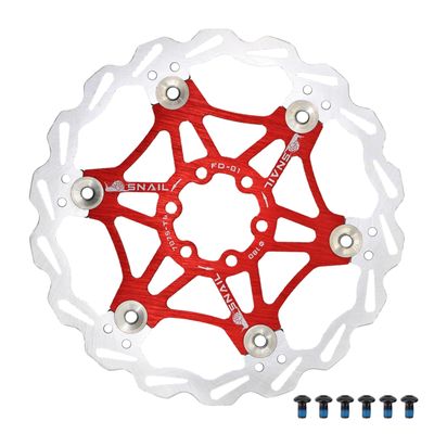 DJC Bike Brake Disc Rotor MTB Floating Brake Disc 160mm 180mm 203mm with 6 Bolts Road Bike MTB BMX Steel Aluminum Brake Disc (2# red, 180mm)