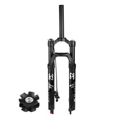 Jejy Air MTB Suspension Fork 26/27.5/29, Ultralight Gas Shock XC Bicycle Forks Manual/Crown Lockout Rebound Adjust Straight Tube (Color : Straight Remote Lockout, Size : 27.5)