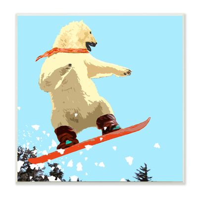 Stupell Industries Polar Bear Snowboarding Catching Air Winter Sports, Design by Noah Bay