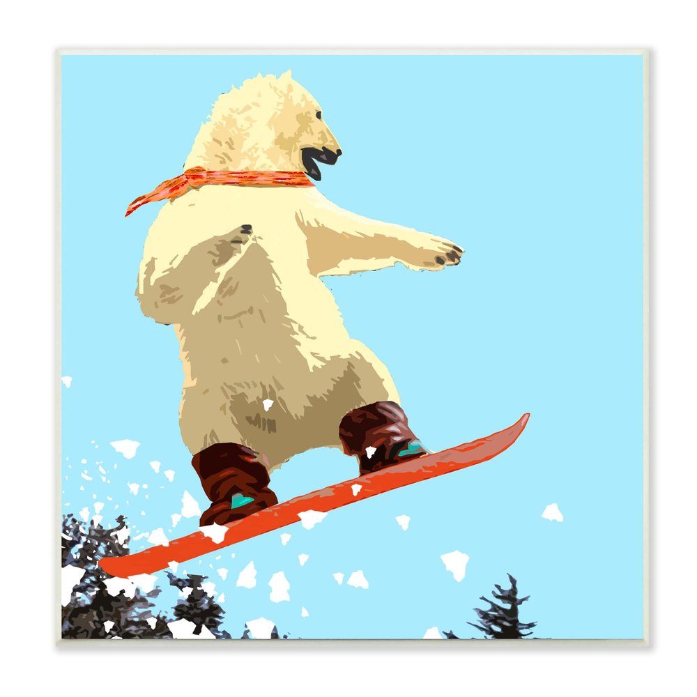 Stupell Industries Polar Bear Snowboarding Catching Air Winter Sports, Design by Noah Bay