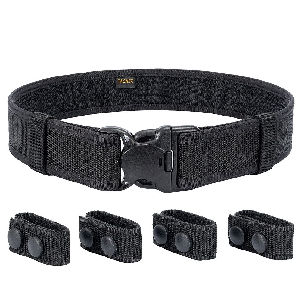TACNEX Duty Belt w/Hook Lining 4 Keepers Police Law Enforcement Correctional Officer Security 2" Black Nylon Outer Belt XXL