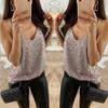 PBNBP Womens Solid Color Shirts Sequin Summer Fall Loose Fit V Neck Tunic Tops Spaghetti Strap Daily Sleeveless Casual Blouse Blusas view 2