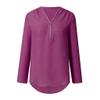 PBNBP Women's Cute Loose Fit Blouse Cuff Sleeve Solid Color V Neck Daily Tops Chiffon Half Zip Long Sleeve Summer Fall Shirts Blusas view 3