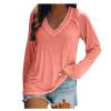 PBNBP V Neck Solid Color Shirts for Women Daily Summer Fall Long Sleeve Tunic Tops Raglan Sleeve Loose Fit Cute Blouse Blusas