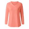 PBNBP V Neck Solid Color Shirts for Women Daily Summer Fall Long Sleeve Tunic Tops Raglan Sleeve Loose Fit Cute Blouse Blusas view 4