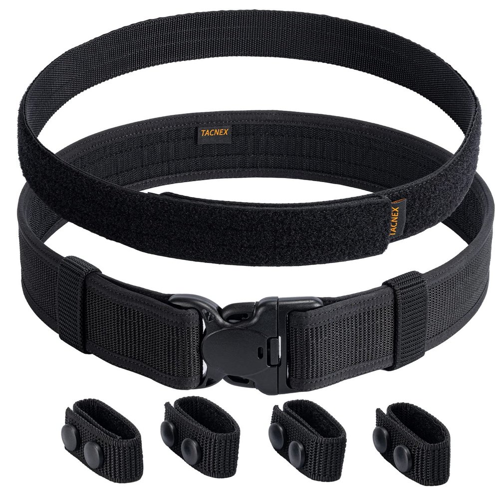 TACNEX Duty Belt w/Hook Lining 4 Keepers Police Law Enforcement Correctional Officer Security Black Nylon Outer Inner Belt M