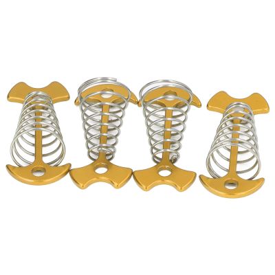 Aluminum Alloy Fishbone Tent Stakes with Spring Buckle, 4 Pack, Portable Wind Rope Anchor Camping Tent Pegs, 3.03x1.42 Inch