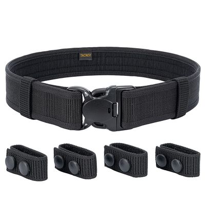TACNEX Duty Belt w/Hook Lining 4 Keepers Police Law Enforcement Correctional Officer Security 2" Black Nylon Outer Belt L