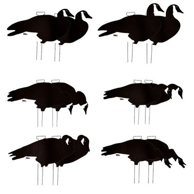 Avery GHG Pro-Grade Silhouette Goose Decoys Realistic, Stackable Decoys with Steel Stakes (Dozen, 6 Poses), Black & White