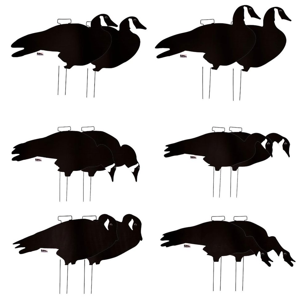 Avery GHG Pro-Grade Silhouette Goose Decoys Realistic, Stackable Decoys with Steel Stakes (Dozen, 6 Poses), Black & White