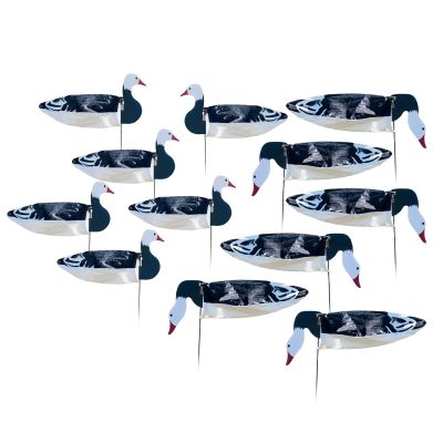 Avery GHG Pro-Grade Blue Goose Sock Decoys, 12-Pack | Durable Realistic Quick-Setup Hunting Windsock Decoy Set with Stable Ground Stakes, Resistant No-Glare Matte Bodies, 24" - with Heads (77506)