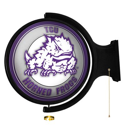 The Fan-Brand Texas Christian University Round Rotating Lighted Wall Sign - Football, Basketball & Baseball Wall Decor - College Sports Dcor for Home, Office, Game Room, Fan Cave & Garage - USA Made