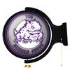 The Fan-Brand Texas Christian University Round Rotating Lighted Wall Sign - Football, Basketball & Baseball Wall Decor - College Sports Dcor for Home, Office, Game Room, Fan Cave & Garage - USA Made view 1