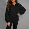 tuduoms Womens Knit Sweaters 1/4 Zipper Collar Oversized Slouchy Sweatshirt Lightweight Long Sleeve Winter Knit Pullover Tops view 2