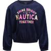 Nautica Girls' Fleece Popover Crewneck Sweatshirt, Velour Peacoat, 5 view 1