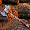 Custom Handmade Gift Forged Carbon Steel Viking Double Head Axe with Rose Wood Shaft, Viking Bearded Camping Axe & Hatchet, Best for Him, 26 Inches (Medieval Axe) view 1