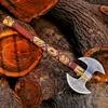 Custom Handmade Gift Forged Carbon Steel Viking Double Head Axe with Rose Wood Shaft, Viking Bearded Camping Axe & Hatchet, Best for Him, 26 Inches (Medieval Axe) view 2
