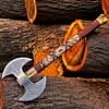 Custom Handmade Gift Forged Carbon Steel Viking Double Head Axe with Rose Wood Shaft, Viking Bearded Camping Axe & Hatchet, Best for Him, 26 Inches (Medieval Axe) view 3