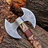 Custom Handmade Gift Forged Carbon Steel Viking Double Head Axe with Rose Wood Shaft, Viking Bearded Camping Axe & Hatchet, Best for Him, 26 Inches (Medieval Axe) view 4