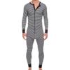 Maiyifu-GJ Men's Long Sleeve Pajamas Striped Ultra Soft Thermal Union Suit One Piece Slim Fit Button Down Jumpsuit Sleepwear (Grey,X-Large) view 1